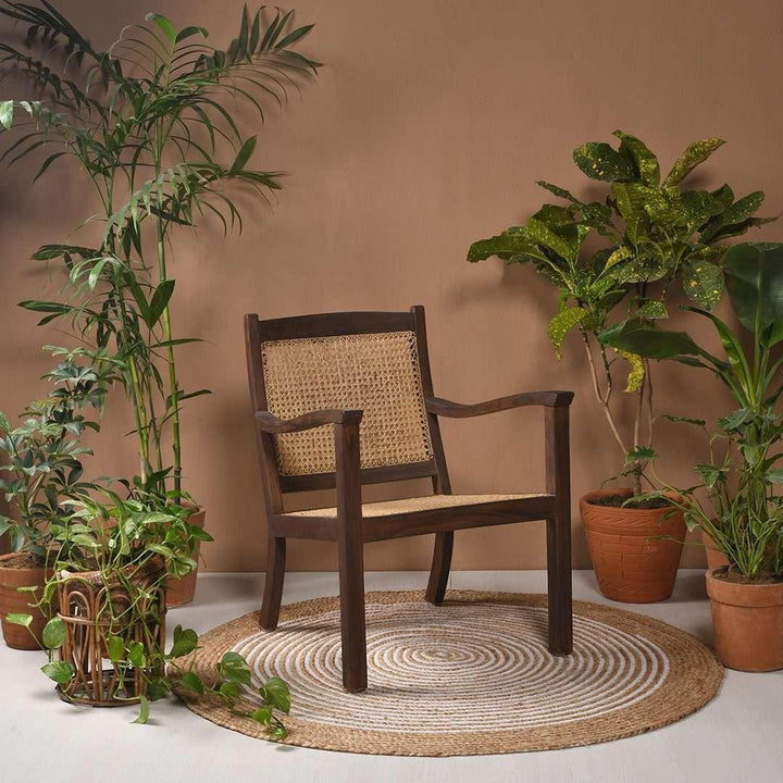 Walnut Cane Lounge Chair