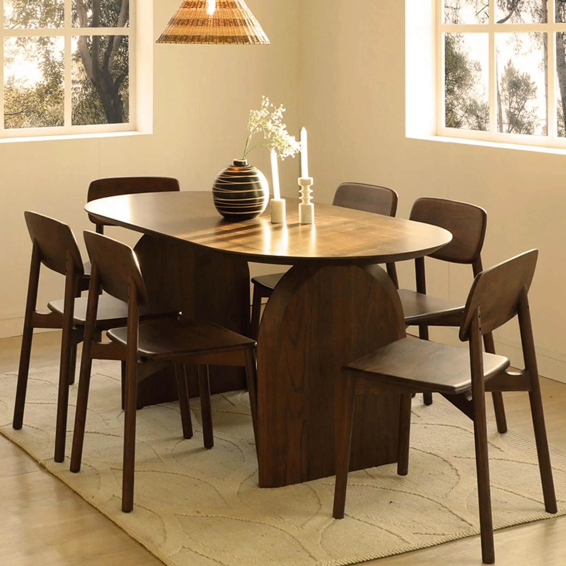 Arched Pedestal Oval Dining Table