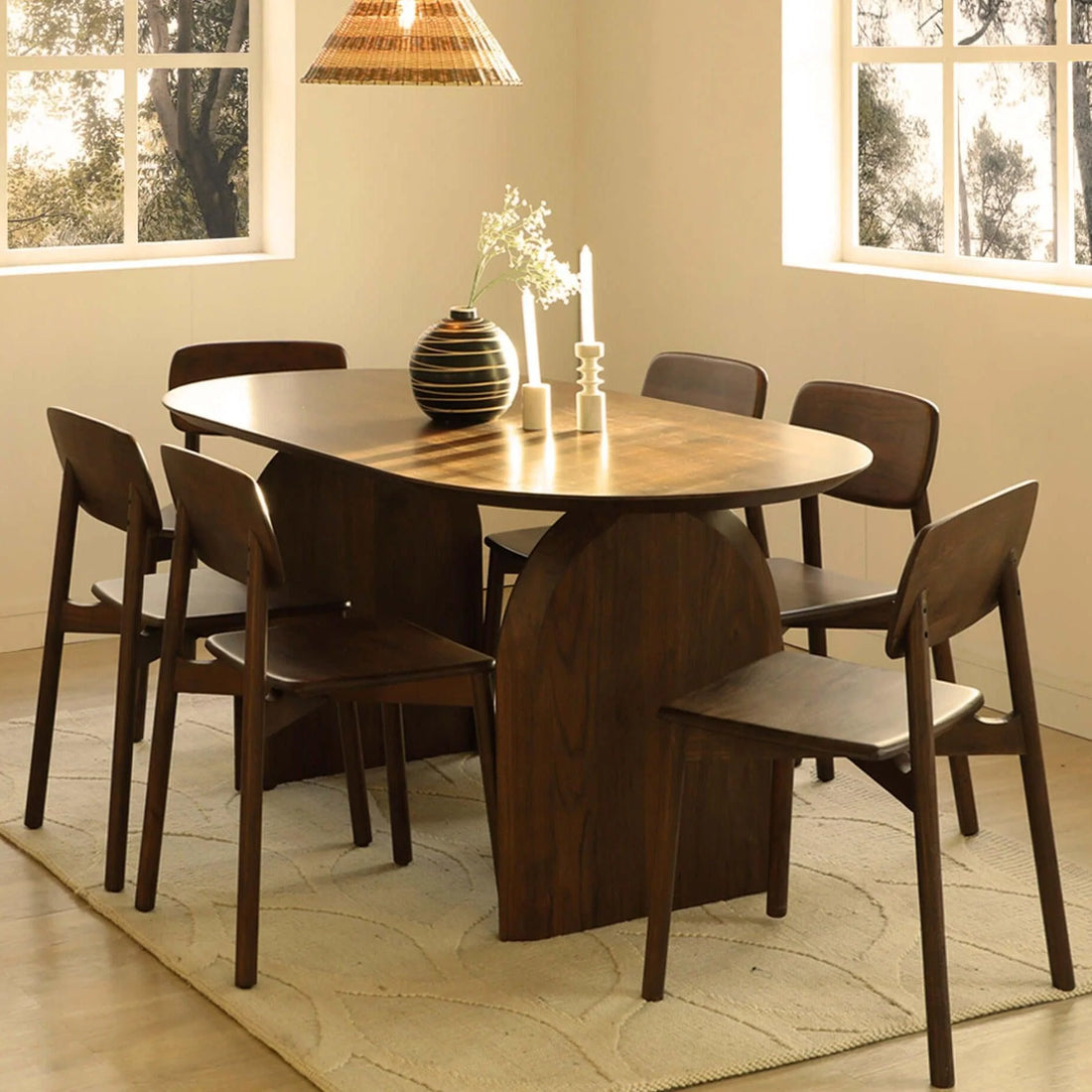 Arched Pedestal Oval Dining Table