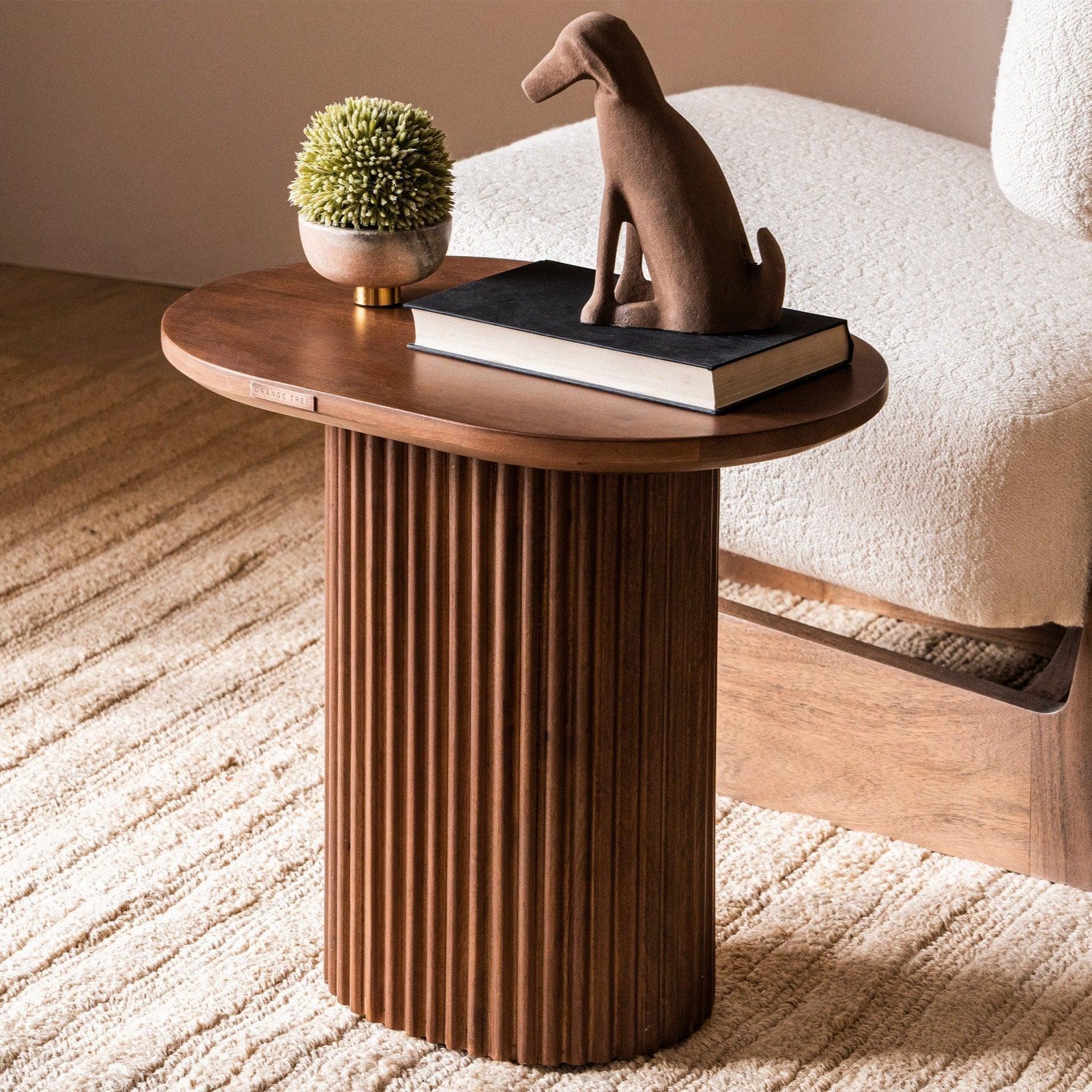 Linn Fluted Solid Wood Side Table
