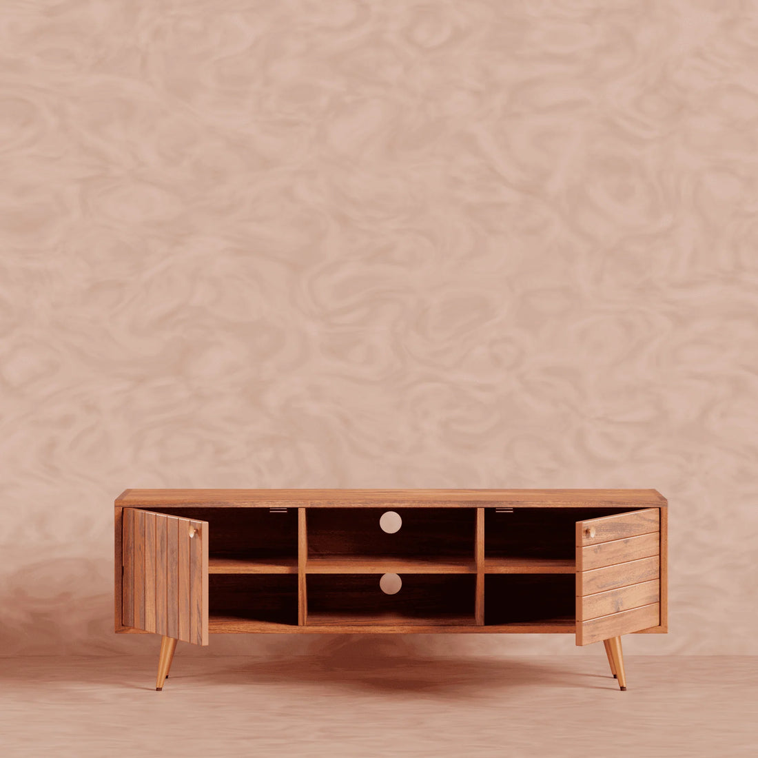 Aurora Mid-Century Solid Wood TV Unit