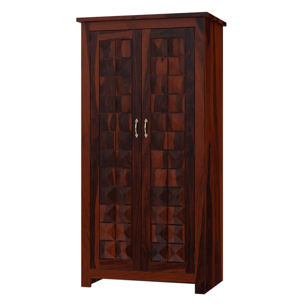 Geometric 2 Door Solid Wood Wardrobe