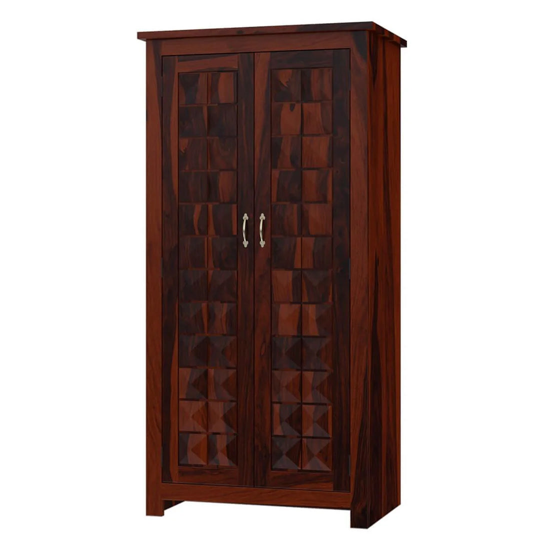 Geometric 2 Door Solid Wood Wardrobe