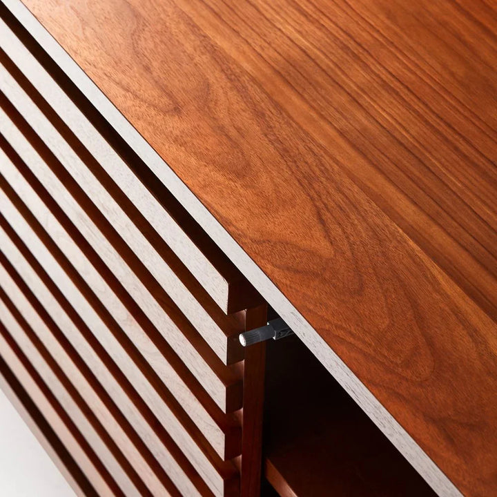 Luna Slatted Solid Wood TV Unit