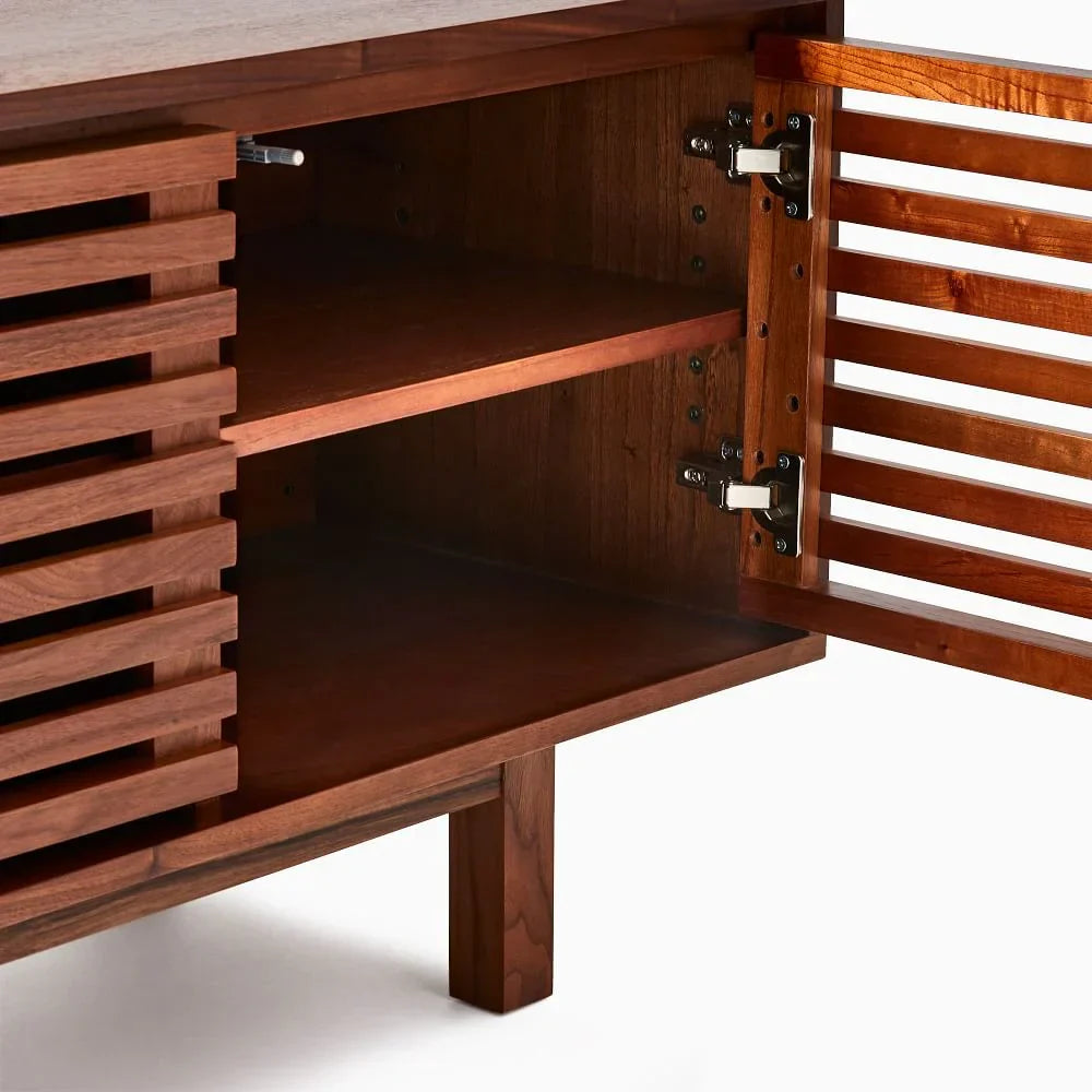 Luna Slatted Solid Wood TV Unit