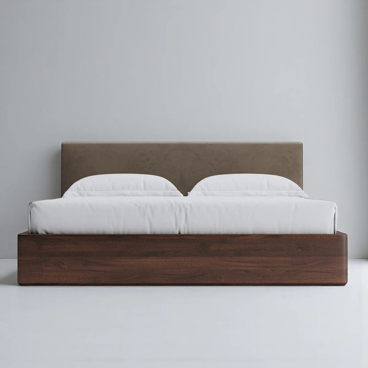 Walnut Luxe Upholstered Platform Bed