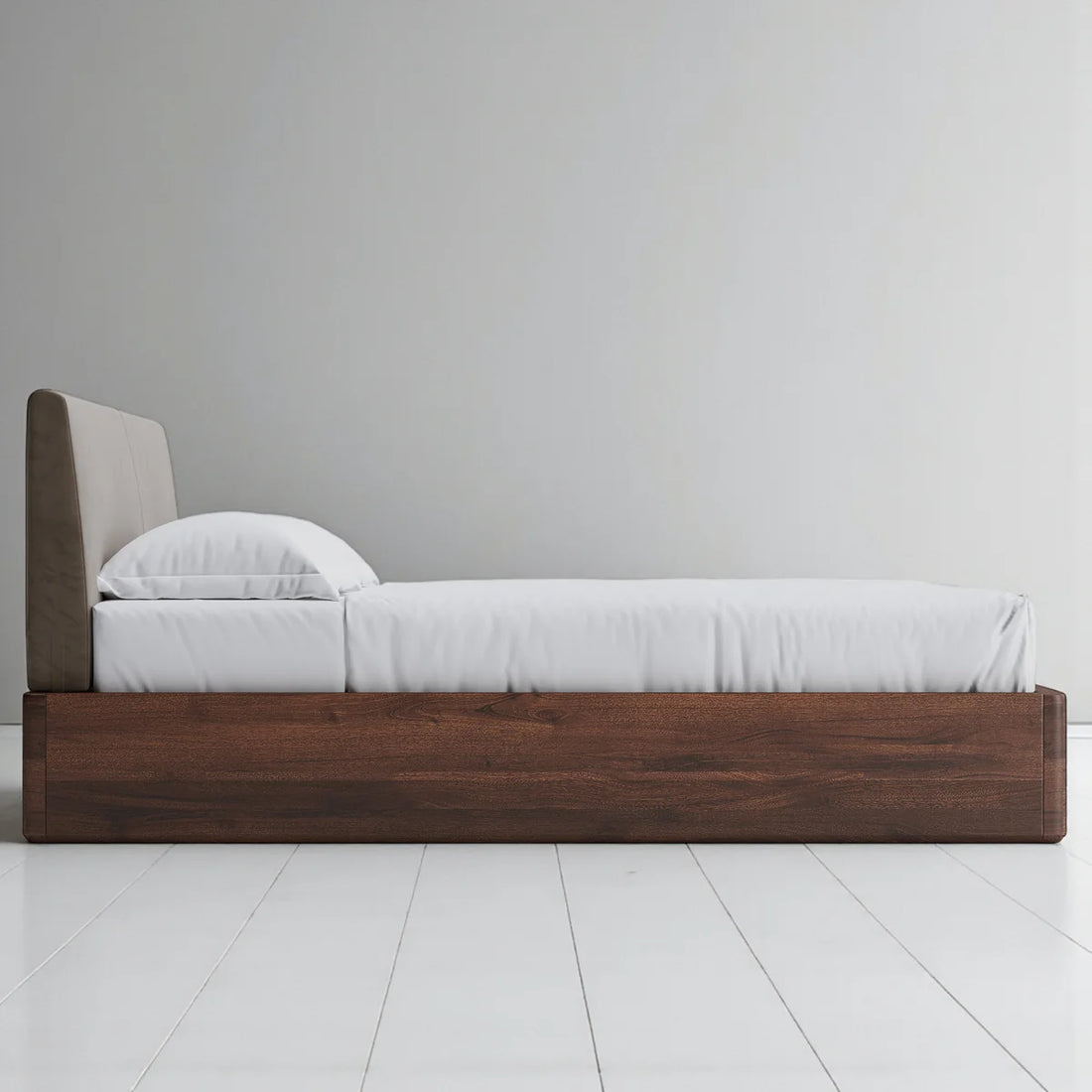 Walnut Luxe Upholstered Platform Bed