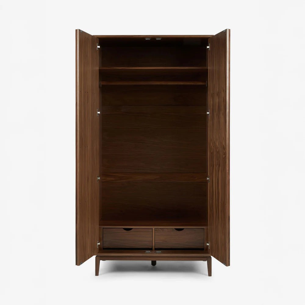 Modern Fluted Solid Wood 2 Door Wardrobe