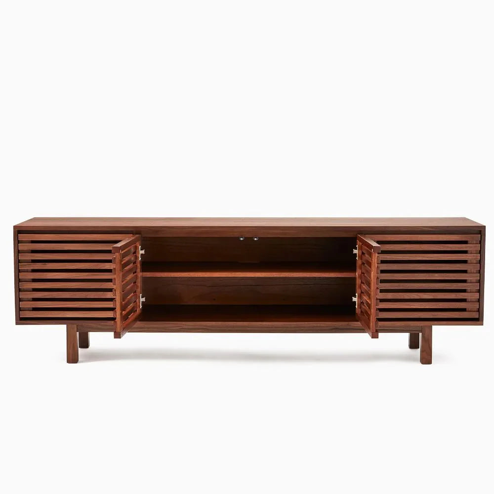 Luna Slatted Solid Wood TV Unit